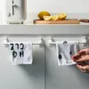 Kök lagring plastskåp dörr handduk rack perforerat fritt trasstång multifunktionell hushåll snap-on skålavlopp