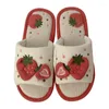 Slippers Spring House Slides Female Flip Flops Women Home Warm Furry Linen Woman Cute Strawberry Plush