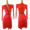 Abbigliamento da palco Abito da ballo latino Lady Junior Competizione Costumi rossi Donna Frange Lq412