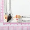 Collares colgantes 2 unids electrocardiograma magnético corazón pareja collar para amigo amante simple día de San Valentín amor collar cadena boda