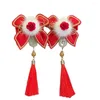 Hair Accessories Cute Chinese Style Tassel Plush Ball Hairpins With Faux Pearl Bow Decor Festive Po Prop For Girls' Year