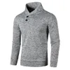 Sweat-shirt à capuche pour hommes, élégant, col montant, chaud, doux, décoré de boutons, pull pour automne/hiver, printemps, confortable