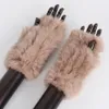 Fingerless Gloves Lady Natural Rabbit Fur Knitted Warm Real Mittens Russian Women Winter 100 Genuine 231202