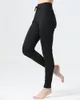 Lu-22 женские брюки для бега, йоги, девятые брюки с карманами для фитнеса, мягкие эластичные повседневные брюки с высокой талией и подтяжкой бедер, спортивные штаны на шнуровке