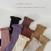 First Walkers 3 par Baby Girls Ruffle Knee High Socks 08rs Kids Soft Cotton Lace Autumn Winter Children Warmer Warmer Princess Socken 231202