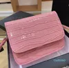 Designer Women Bags 22SS Tofu Shoulder Bags Alligator Leather Flap Fashion Crossbody Bag Pink Black White Square Mobile Phone Purse Crocodile Pattern