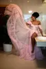 Вечерние платья розового цвета для женщин, тюлевое свадебное платье с разрезом по бокам, платья для выпускного вечера, платье знаменитостей, длинное платье De Novia
