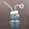 Preço de fábrica Queimador de óleo de vidro Bong 3D Cute Little Bear Espessura Ash Catcher Hookah Dab Rig Bongos de água para ferramenta de fumante com pote de óleo substituível