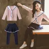 Ensembles de vêtements pour filles, vêtements de Sport, jupes rayées, pantalons, costumes de Sport, survêtements pour enfants et adolescents