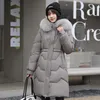 Mulheres para baixo parkas algodão parque jaqueta de inverno casaco grande decote de pele grosso longo moda com capuz avental 231202