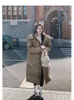 女性用トレンチコートルーズミッドカーフ温かいフード付きコート秋の冬シックファッション女性ジッパーキルティングロングスリーブソリッドジャケット