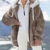 Vestes pour femmes de haute qualité en fausse fourrure manteaux courts à manches longues avec cordon de serrage veste polaire décontractée bloc de couleur sweat-shirt en peluche 4xl