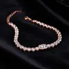 Designer Armband Fashion Tennis Armband Women Simple Iced Out Multicolor Zircon Rose Gold Plated Bangle Hand Jewlery