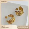 Orecchini a cerchio S925 Argento Ago Vintage High Sense Hollow Metal Heavy Coil C Hipster Nicchia Ornamento Pin Donna