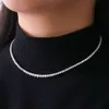 Def Vvs Lab Diamant-Tennis-Halskette mit allmählich wechselnder Größe in 10-karätigem, 14-karätigem und 18-karätigem Gelbgold, weiße Kette mit 3 Zinken