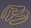 Chaînes Véritable Pure Chaîne en or jaune 18 carats Femmes Chanceux 2mm Largeur Twist Corde Collier 3.2g / 50cm