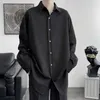 Men's Casual Shirts Mens Classic Solid Long-Sleeve Standard-fit Dress Shirt Single Patch Pocket Buttoned Up Smart Plaid Office B201