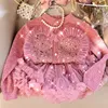 Clothing Sets Princess Girls Clothes Kids Baby Girl Sequins Cardigan Sweater and Tutu Dress Suit for Children Sweet Outfits 2 7Y 231202