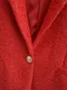 Ternos femininos senhoras moda um botão dourado vermelho solto longo jaquetas outono inverno feamle casual estilo de escritório 2023 blazer sólido outwear