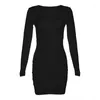 Casual Jurken Vrouwen Sexy Backless Lente Jurk Voor Meisjes Lange Mouw Vierkante Hals Strakke Bodycon Zwart Mini Party Club Wear Y2K streetwear