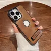 Luxury Plating Leather Vogue Phone Case for iPhone 15 14 13 12 Pro Max Sturdy Business Invisible Bracket Full Protective Solid Color Kickstand Back Cover Shockproof