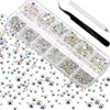 Decorazioni per nail art 2000 pezzi piatti AB cristalli strass gemme decorazioni per nail art con pinzette e penne punteggiate strumenti per manicure per unghie artigianato viso 231202