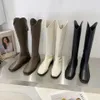 Boots Fashion Knee High Boots Women's Winter Thick Heel Long Slip on Autumn Shoes Woman Length 34-43 231202