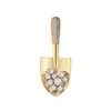 Brosches Women Girls Elegant Gold Color Crystal Shovel Pins Classic Small Size Creative Art Badges Corsage Wedding Buckle