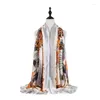 Scarves Elegant Spring Ethnic Silk Satin Scarf Women Luxury Hijabs Long Auspicious Leopard Print Sun Protection Shawl Pasminas