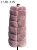 Pelliccia sintetica da donna ZADORIN 85 cm Gilet lungo caldo da donna Gilet di lusso senza maniche in volpe Gilet soffice giacca invernale 231202