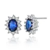 Halsbandörhängen Set 3st Pack Luxury Blue Color Sunflower Silver Bride Dubai For Women Lady Anniversary Gift Jewets Partihandel