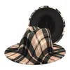 BERETS 2023 Höst som säljer två ton kvinnor fedora hattar designer gird tryck vintage jazz panama ull filt för män
