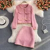 Robe de deux pièces Blazer Mini jupes costumes femmes Plaid court deux pièces ensemble automne rose blanc mince Tweed veste demi-jupe femme deux pièces ensembles 231202