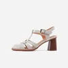 Retro remsandaler Gladiator Buckle Beige Brown Simple Shoes Roman Style Womens 'Leather Ladies For Spring Summer Sandal 90943