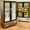 Docka hus tillbehör 21 st kök leksak dubbel dörr stort kylskåp miniatyr möbler musik ljus mat tillbehörsmodell för flicka födelsedagspresent 231202