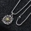 Pendant Necklaces Compass Two-color Chain Necklace For Men Goth Style Jewerly