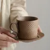 Koppar tefat keramikmuggar vintage keramisk kaffekoppuppsättning espresso porslin te tid tecup frukost mjölk mugg gåvor dricker heminredning