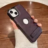 Luxury Plating Leather Vogue Phone Case for iPhone 15 14 13 12 Pro Max Sturdy Business Invisible Bracket Full Protective Solid Color Kickstand Back Cover Shockproof