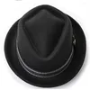 Berets Sunlynn Winter Damen Bowler Hut Herren Woolen Fedora Vintage Kurze Krempe Knautschbarer Jazz Hut/Filz