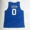 يرتدي NCAA Kyrie 0 Tatum College Basketball Jersey Ed White Blue Black Top Top Jerseys