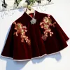 Scarves Women's Spring Autumn Vintage Flower Velvet Pashmina Female Winter Shawl Cloak Collar R1586