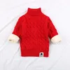 Ensembles d'hiver enfants pulls en peluche à l'intérieur épaissir pull pull col haut couleur pure garçons filles épais tricoté chemises à col roulé 231202