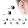 Boucles d'oreilles à clous pour femmes et hommes, 1 paire, en acier inoxydable/titane, strass multicolores, garçon et fille, hypoallergénique, Style bijoux d'oreille