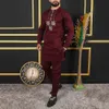Этническая одежда Кафтан Роскошный мужской костюм с вышивкой Верхние брюки Комплект из 2 предметов Дашики Африканский традиционный этнический стиль Одежда для мужчин Свадебное платье 231202