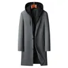 Men's Wool Blends Men Hooded Woolen Cashmere Long Casual Coats Trench Male Winter Business Jackets Size 4XL 231202