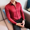 Herrklänningskjortor Mens Mens Casual Long Sleeve Button Down Shirt Autumn Business Slim Tops