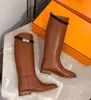 Winter Fashion Lady Buckles Martin Long Boots Comfort Genuine Leather Women Tall Boots Knight Over Knee Boots Size 35-42