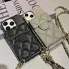 Voor iPhone 15 Pro Max hoesjes Kaarthouders Telefoonhoesje Designer Crossbody Gewatteerd iPhone-hoesje Apple iPhone 14 Pro 13 hoesje Kaviaarleer Make-upspiegel Portemonnee Mobiele hoes