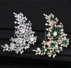 Pins Brooches Vintage Flower Cubic Zirconia Luxury Green Zircon Wedding Floral Bouquet Brooch Dress Jewelry Accessories Gift 231202