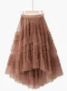 Skirts BabYong 3 TOTO TOLL LABELS COOREAN WOMAN SHUT A GOOD MODE Solid Short Forward Long Back Female Skirt Net